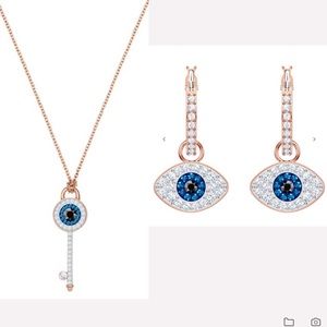 NEW Swarovski Evil Eye Earrings and Necklace Set